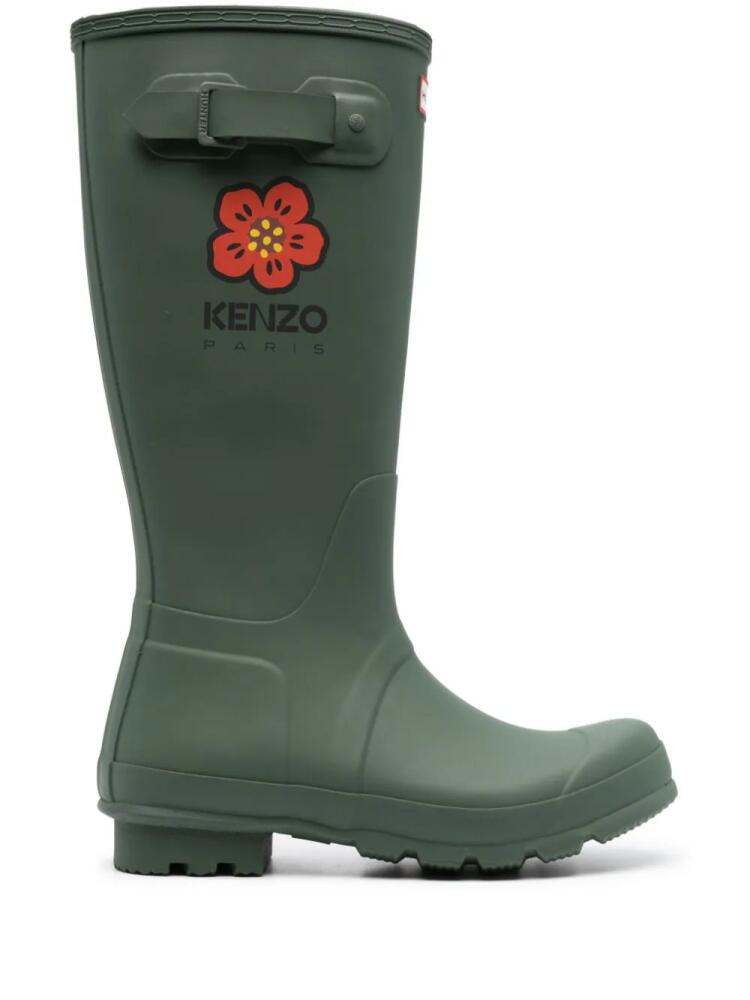 Kenzo x Hunter Boke Flower-print wellington boots - Green Cover