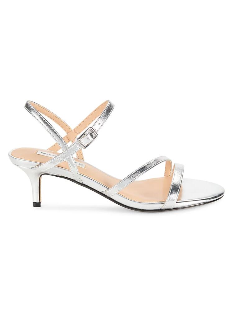 Saks Fifth Avenue Women's Rue Leather Strap Sandals - All Silver Cover