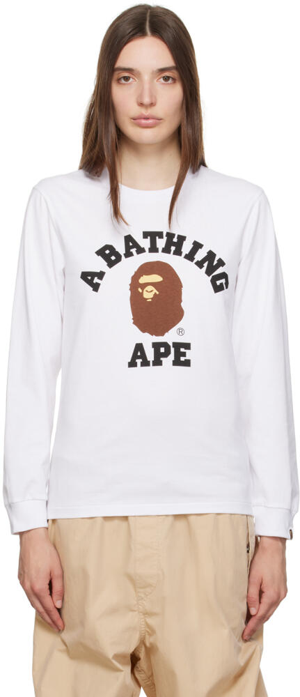 BAPE White College Long Sleeve T-Shirt Cover