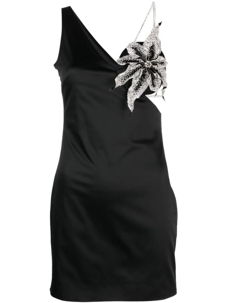 Nuè Orchid asymmetric-shoulder minidress - Black Cover