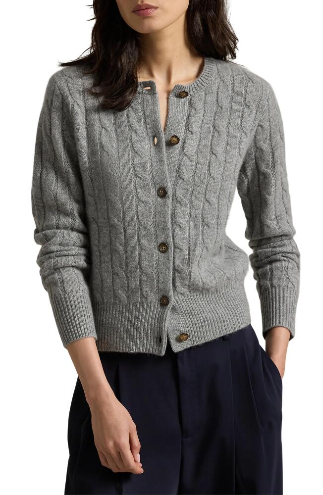 Polo Ralph Lauren Cashmere Cable Cardigan in Battalion Grey Heather Cover