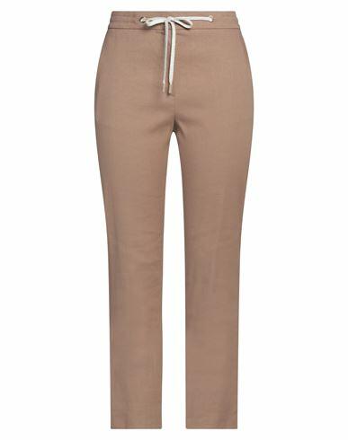 Eleventy Woman Pants Light brown Linen, Cotton, Elastane Cover