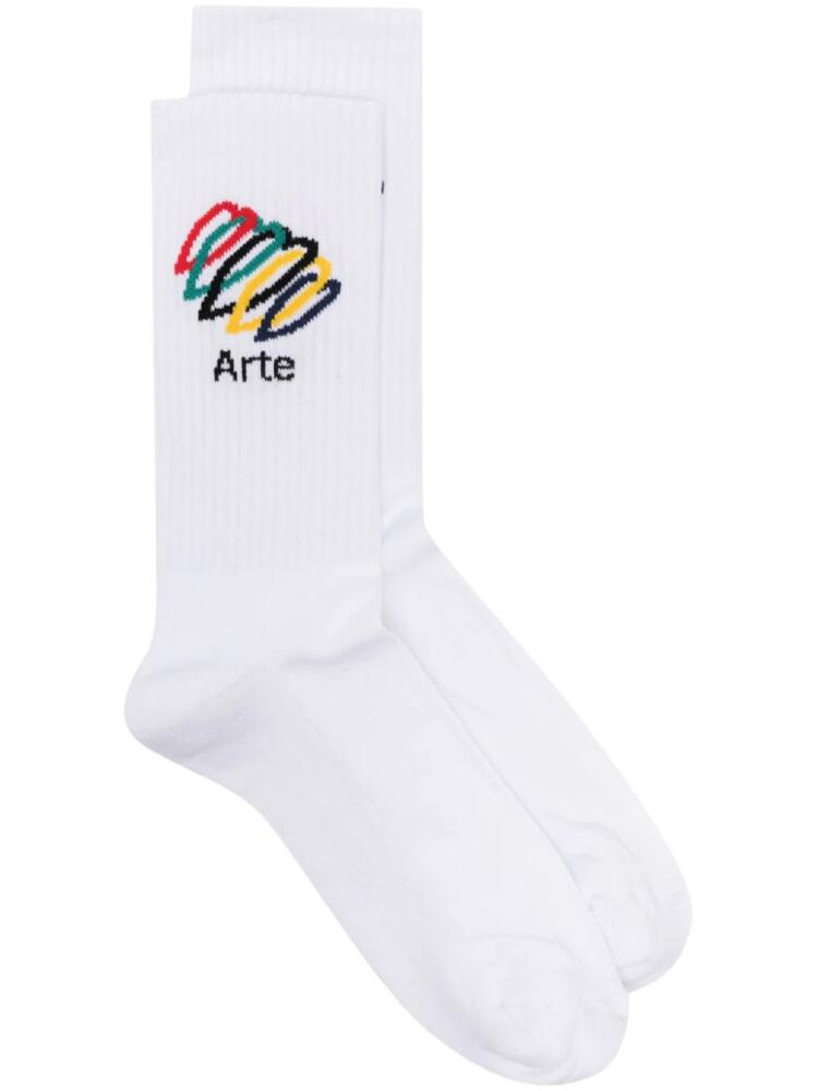 ARTE Hearts logo-embroidered socks - White Cover