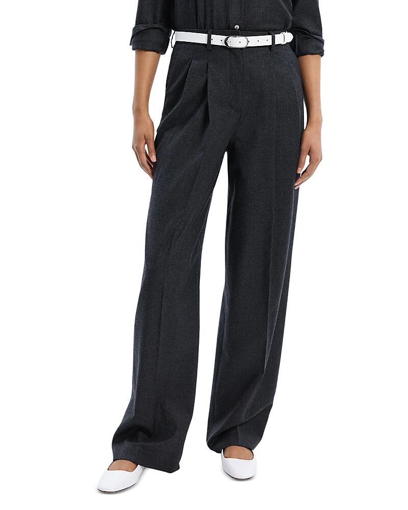 Theory Wool Pleated Wide Leg Pants Cover