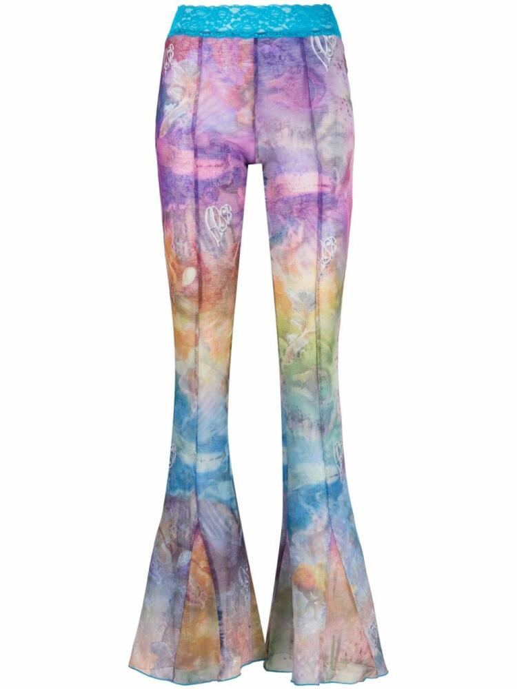 Andersson Bell abstract-print flared trousers - Purple Cover