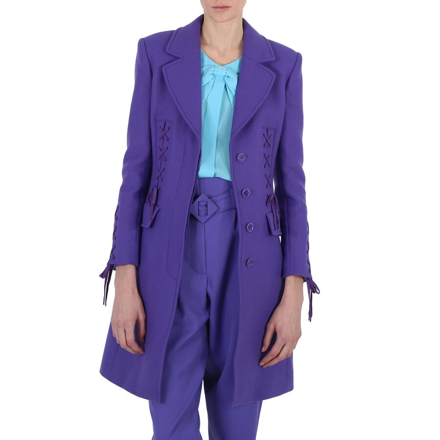 Moschino Ladies Purple Long Single-Breasted Coat Cover