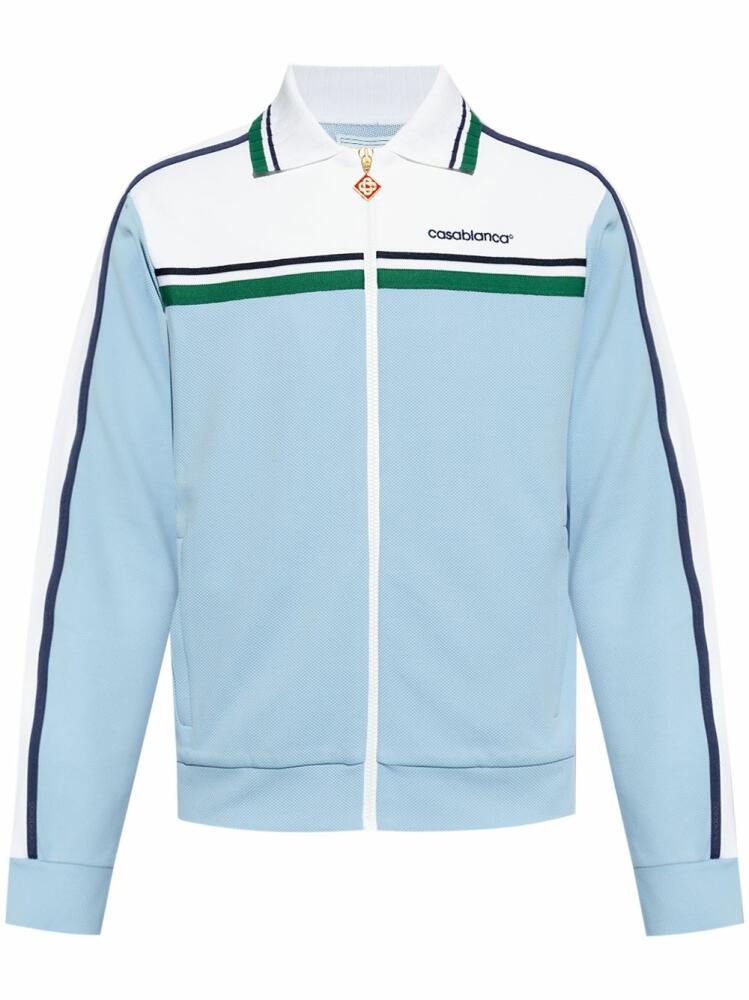 Casablanca logo-embroidered panelled track jacket - Blue Cover