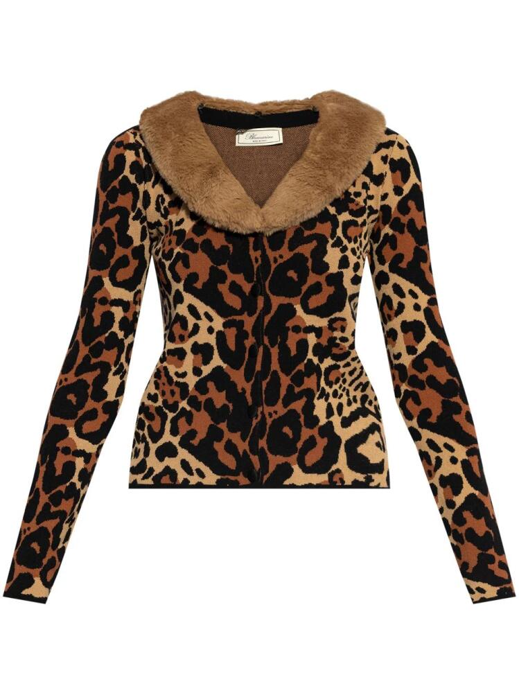 Blumarine leopard-print faux-fur cardigan - Brown Cover