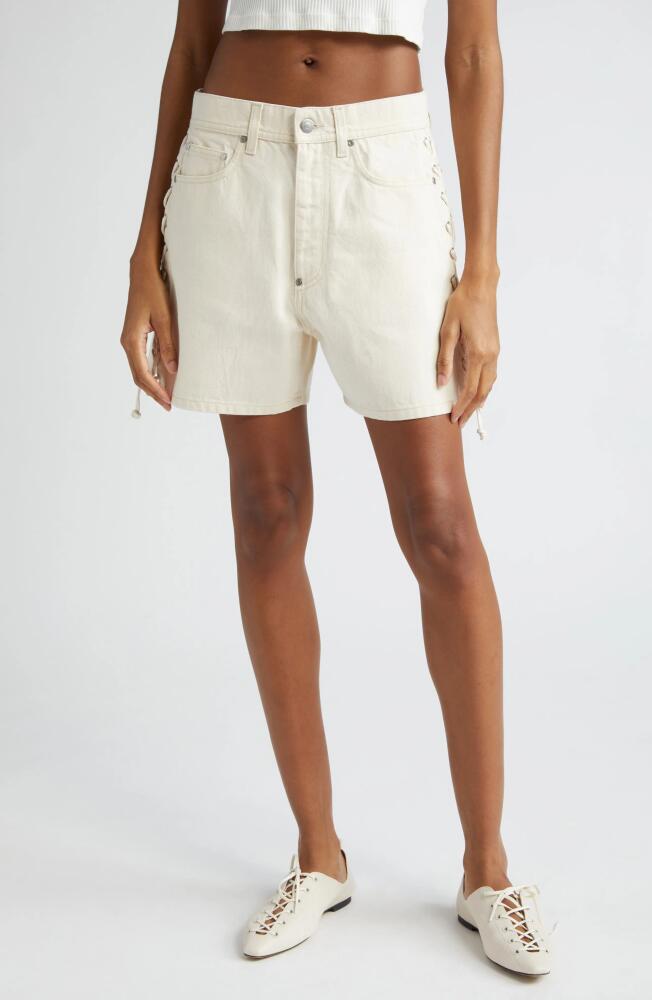 Stella McCartney Lace-Up Denim Shorts in 9601 - Ecru Cover