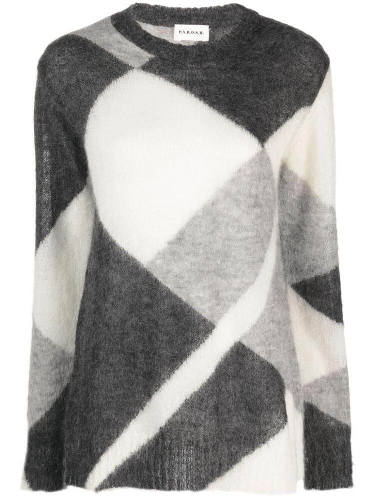 P.A.R.O.S.H. geometric-pattern mohair jumper - Grey Cover