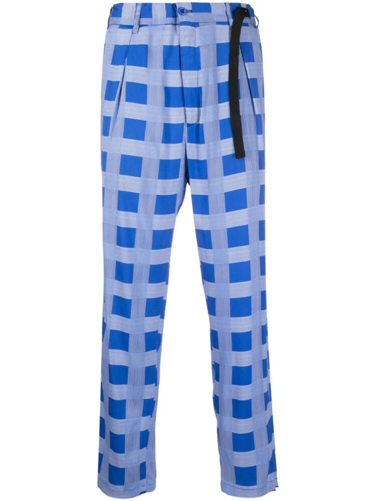 4SDESIGNS check-print trousers - Blue Cover