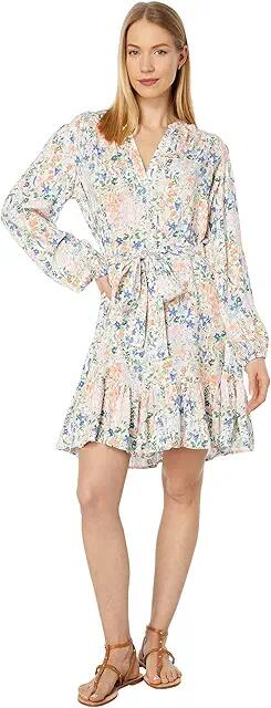 Tommy Hilfiger Long Sleeve Floral Dress with Self Tie (Seaside Garden/Ivory Multi) Women's Clothing Cover