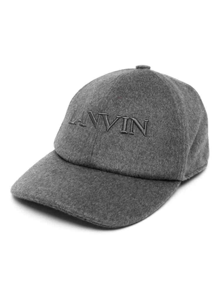 Lanvin embroidered-logo wool felt cap - Grey Cover