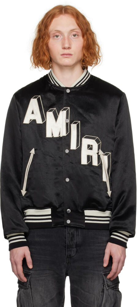 AMIRI Black Appliqué Bomber Jacket Cover