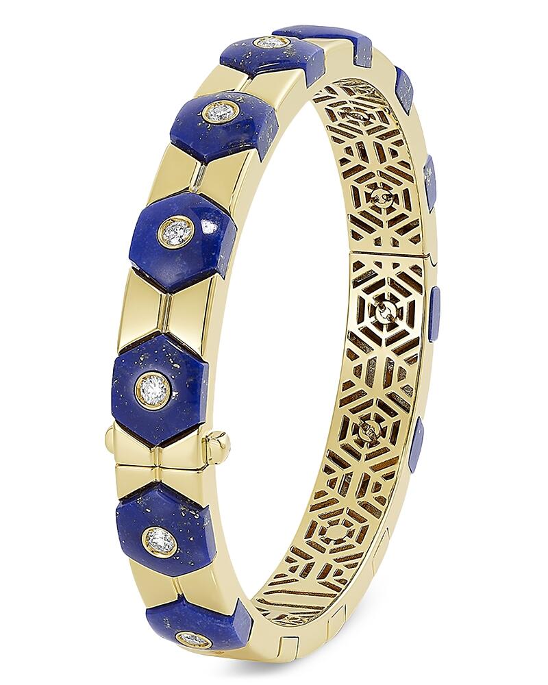 Miseno Jewelry 18K Yellow Gold Baia Lapis & Diamond Bangle Bracelet Cover