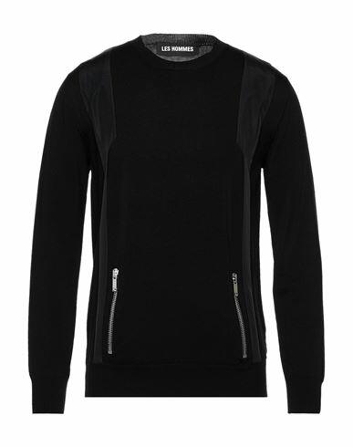 Les Hommes Man Sweater Black Virgin Wool Cover