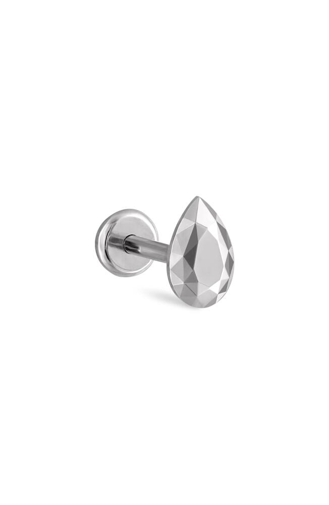 Maria Tash Faceted Pear Single Threaded Stud Earring in White Gold Cover