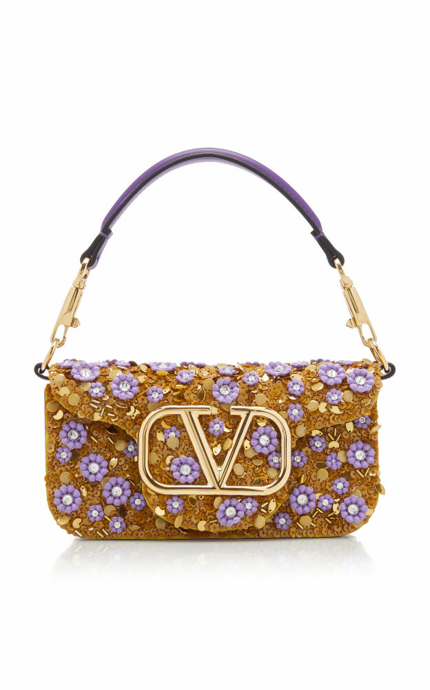 Valentino Garavani - Small Loco Microflower Embellished Leather Shoulder Bag - Purple Cover