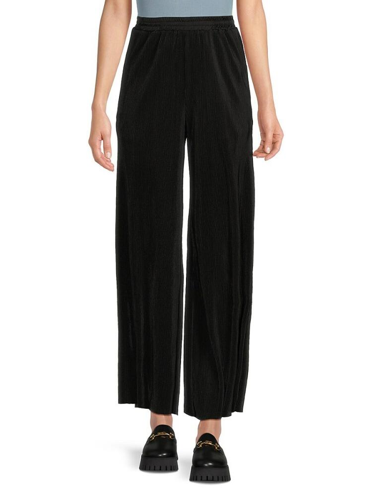 Saks Fifth Avenue Women's Plisse Wide Leg Pants - Black Cover