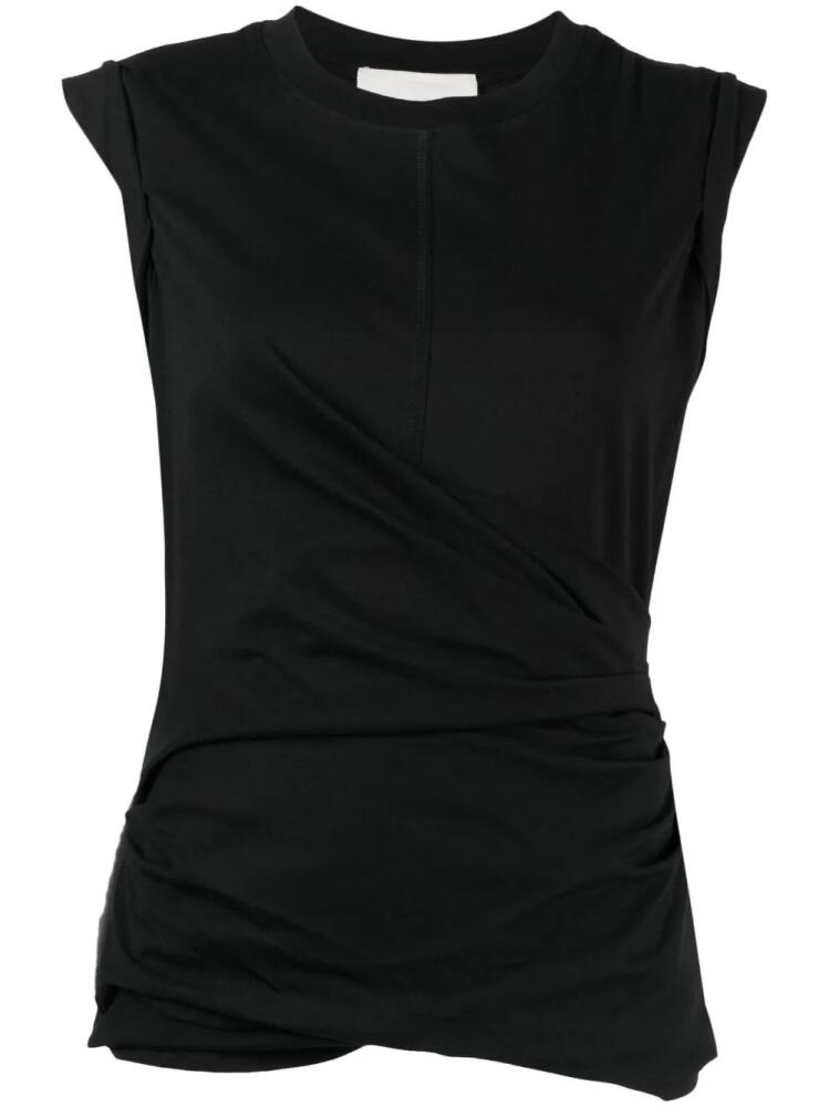 3.1 Phillip Lim draped-detail cotton tank top - Black Cover