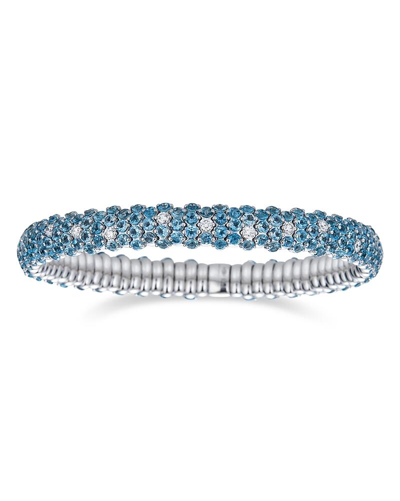 Zydo 18K White Gold Stretch Blue Topaz & Diamond Bracelet Cover