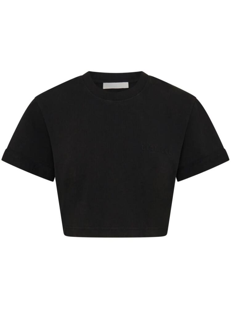 Dion Lee logo-embossed cropped T-shirt - Black Cover