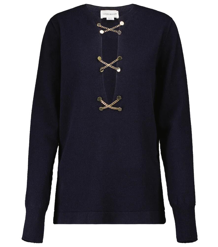 Victoria Beckham Chain-embellished wool sweater Cover