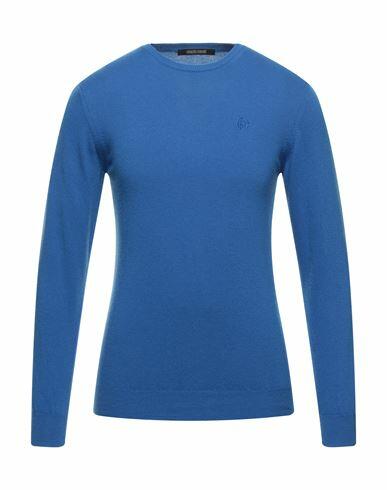 Roberto Cavalli Man Sweater Blue Wool, Cashmere Cover