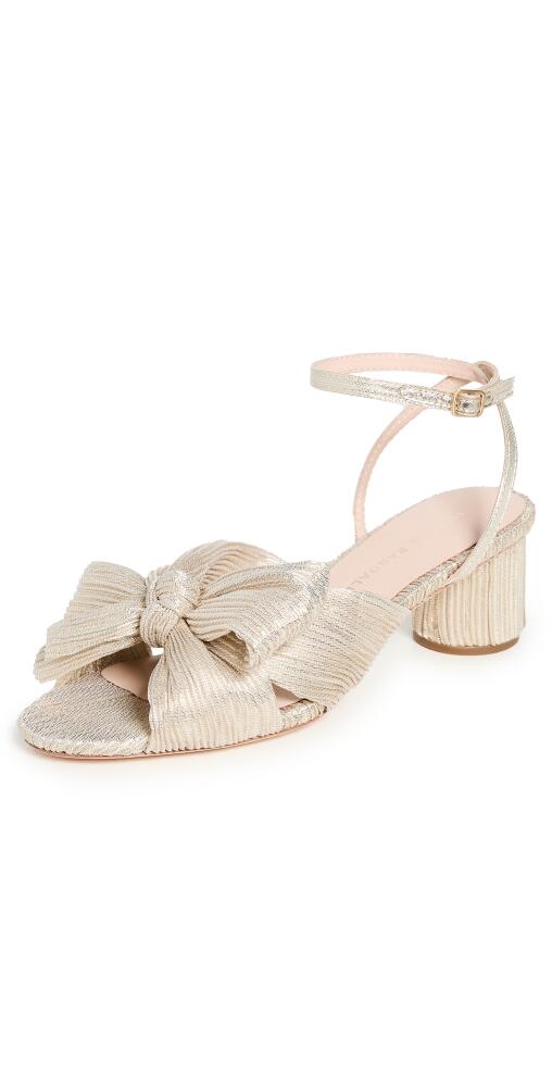 Loeffler Randall Dahlia Pleated Bow Heels Platinum Lame Cover