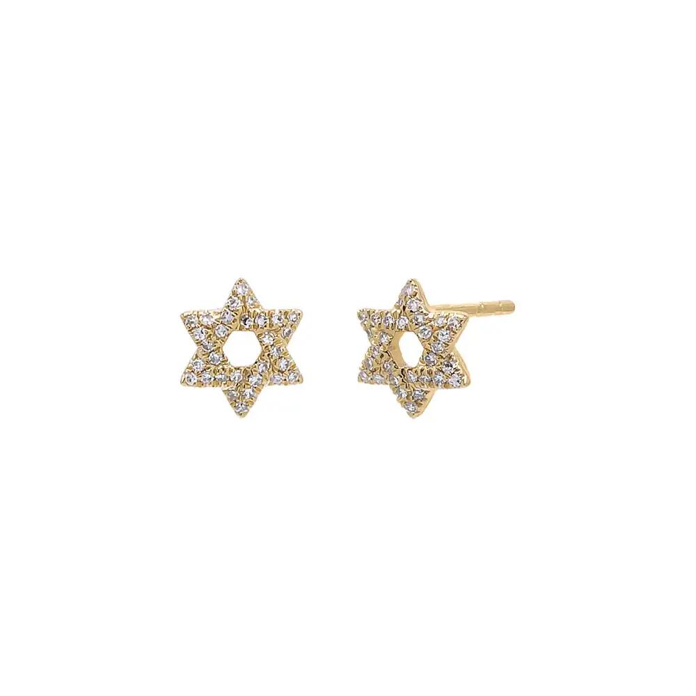 BY ADINA EDEN Mini Diamond Pave Star of David Stud Earring 14K in 14K Gold Cover