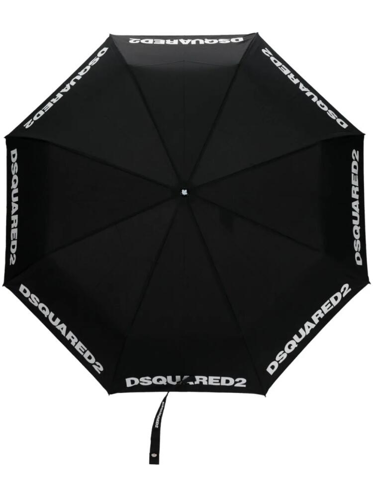 DSQUARED2 logo-print compact umbrella - Black Cover