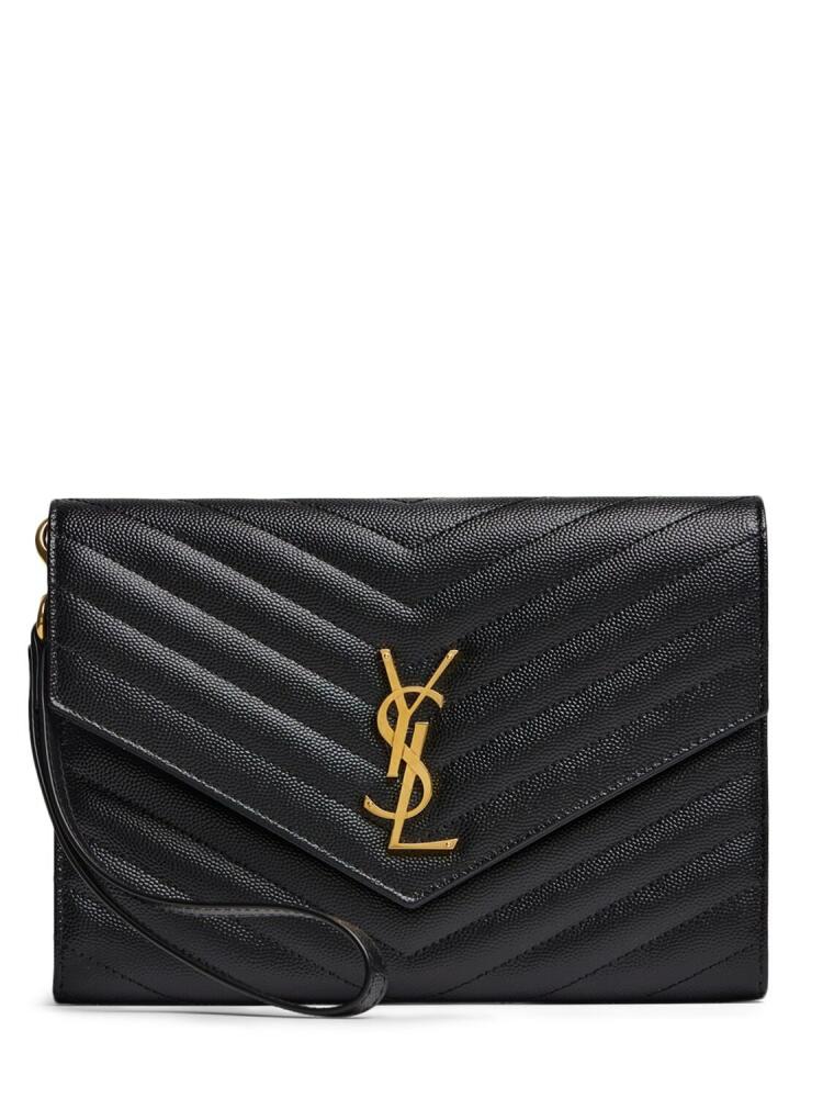 SAINT LAURENT Monogram Embossed Leather Clutch Cover