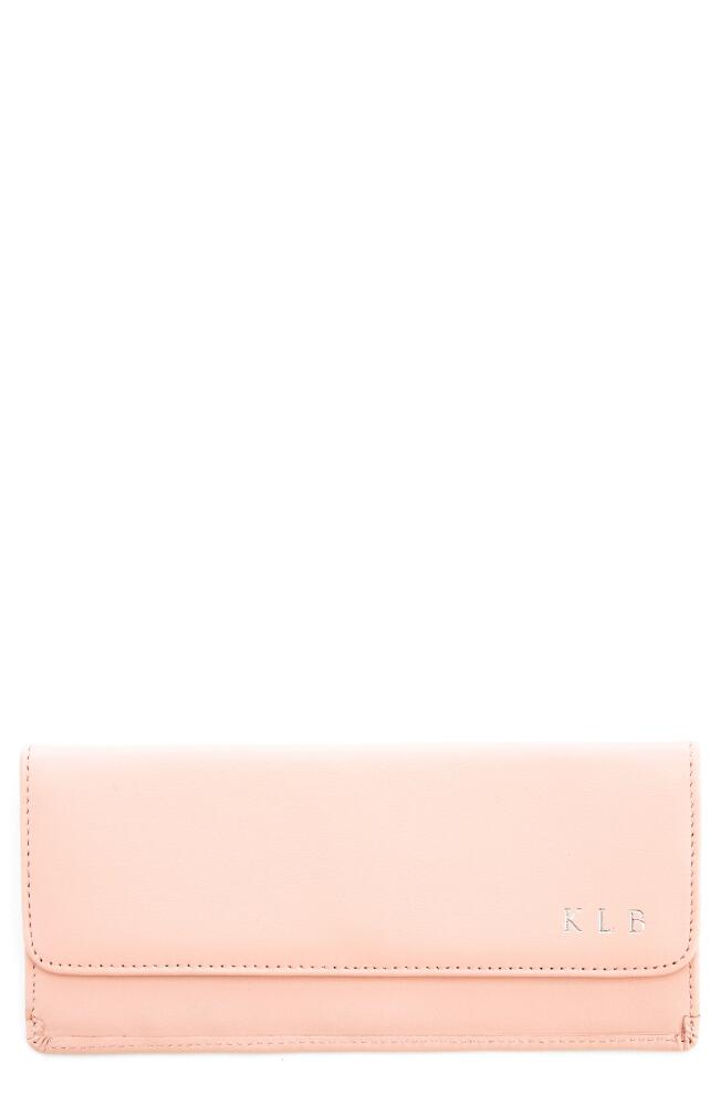 ROYCE New York Personalized RFID Blocking Leather Clutch Wallet in Light Pink - Silver Foil Cover