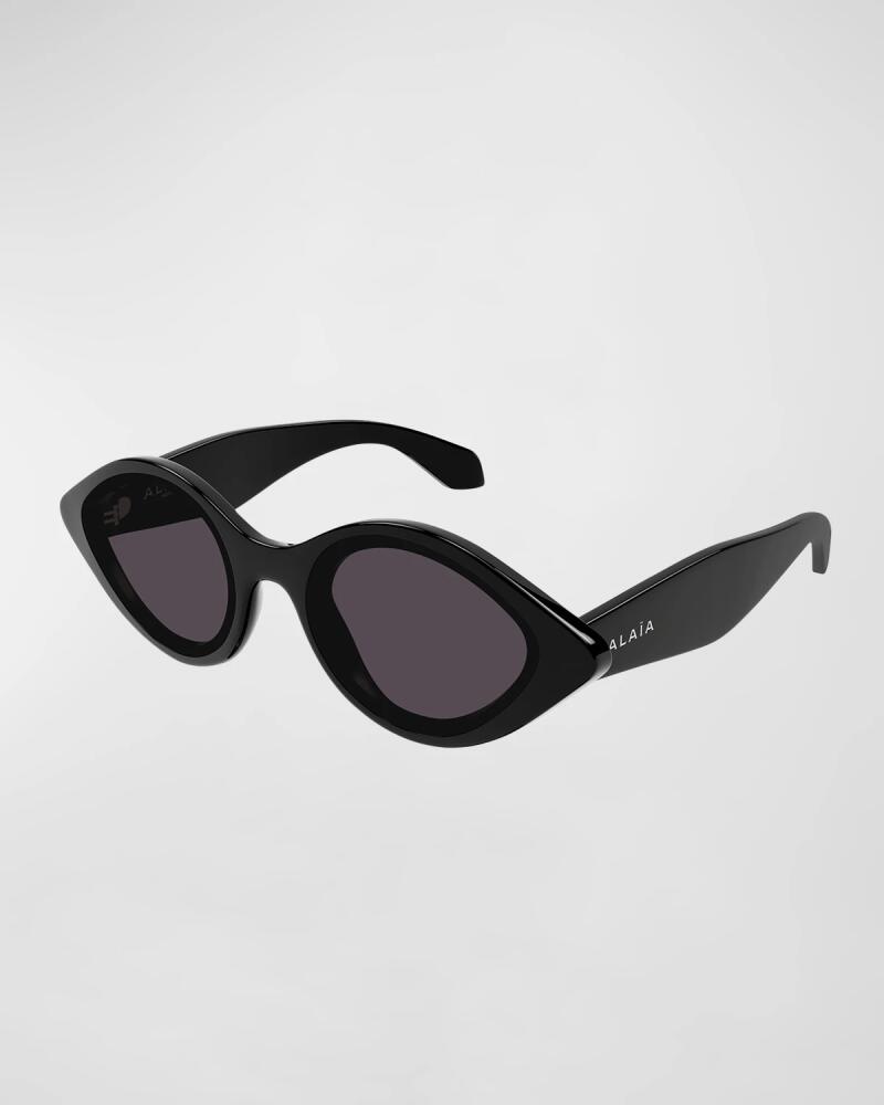 ALAIA AA0069S Elongated Acetate Round Sunglasses Cover