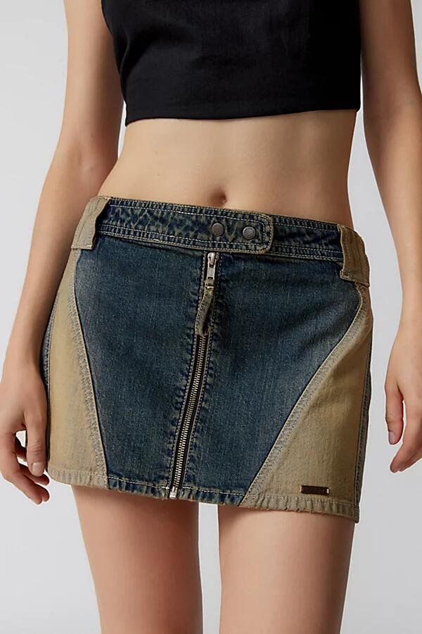 BDG Suki Racer Moto Denim Micro Mini Skirt in Tinted Denim Cover