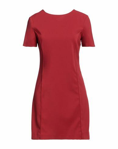 Patrizia Pepe Woman Mini dress Brick red Polyester, Elastane Cover