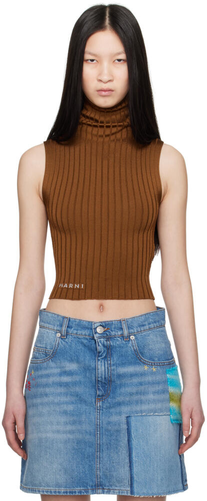 Marni Brown Turtleneck Tank Top Cover