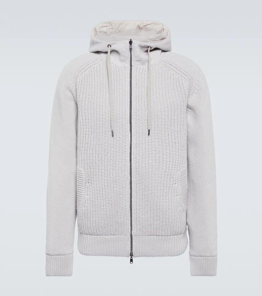 Herno Ribbed-knit hooded wool jacket Cover