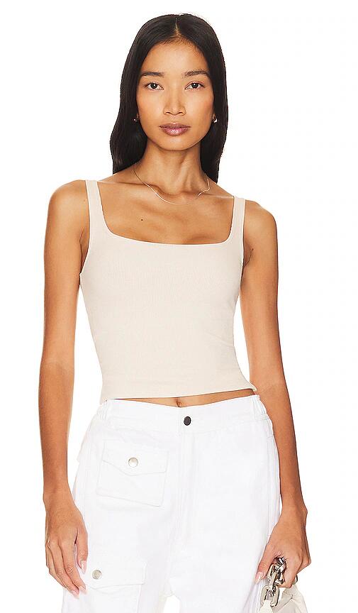 LNA Scoop Ribbed Tank in Ivory Cover