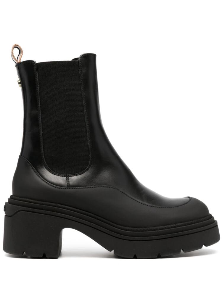 BOSS panelled 85mm leather Chelsea boots - Black Cover