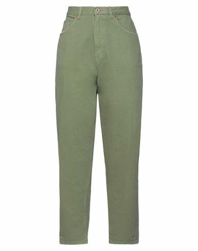 Pence Woman Jeans Military green Cotton Cover