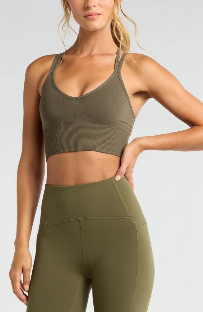 Zella Rhythm Seamless Sports Bra in Olive Night Cover