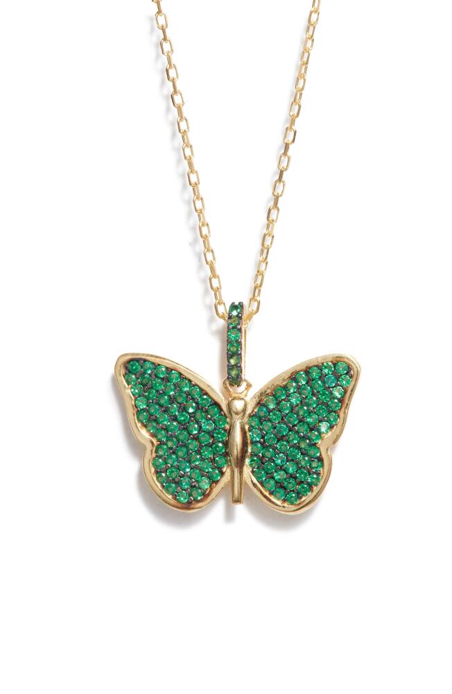 SHYMI Pavé Butterfly Pendant Necklace in Gold/Green Cover