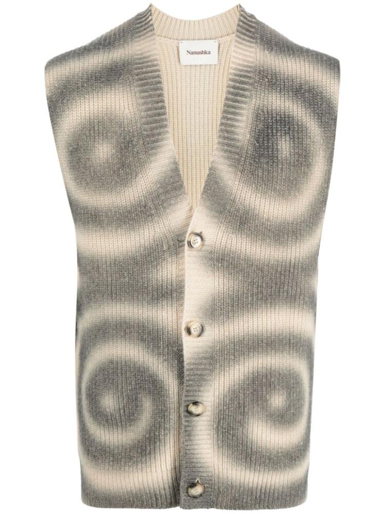 Nanushka sleeveless graphic-print cardigan - Neutrals Cover