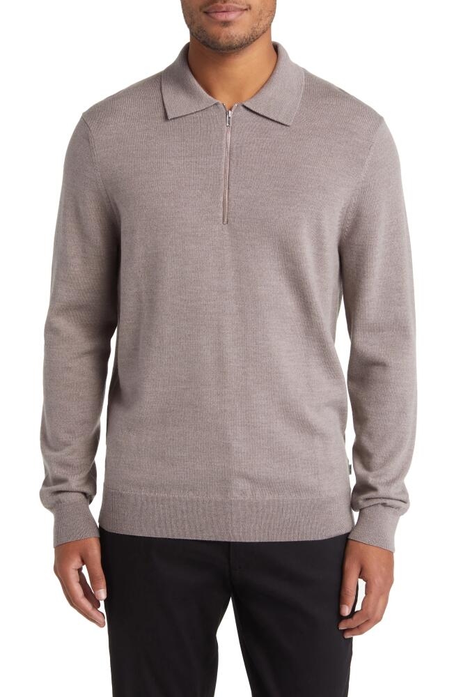 NN07 Quarter Zip Wool Polo Sweater in Stone Cover