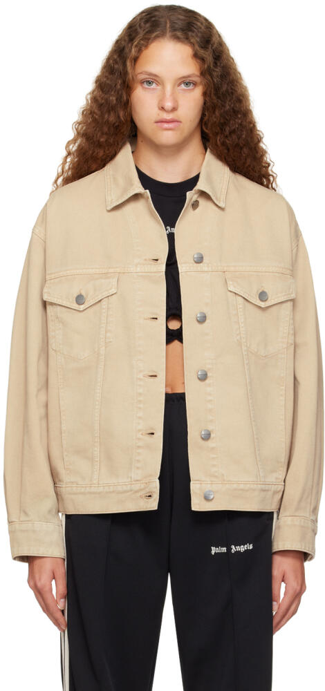 Palm Angels Beige Bull Denim Jacket Cover