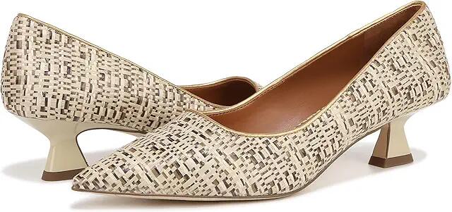 Franco Sarto Diva Pointed Toe Kitten Heel Pump (Beige Multi Raffia) High Heels Cover