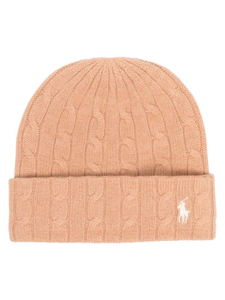 Polo Ralph Lauren Polo Pony-embroidered cable-knit beanie - Brown Cover