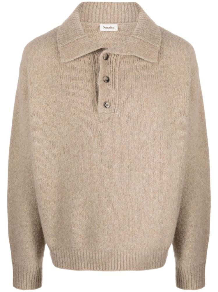 Nanushka merino-blend polo jumper - Neutrals Cover