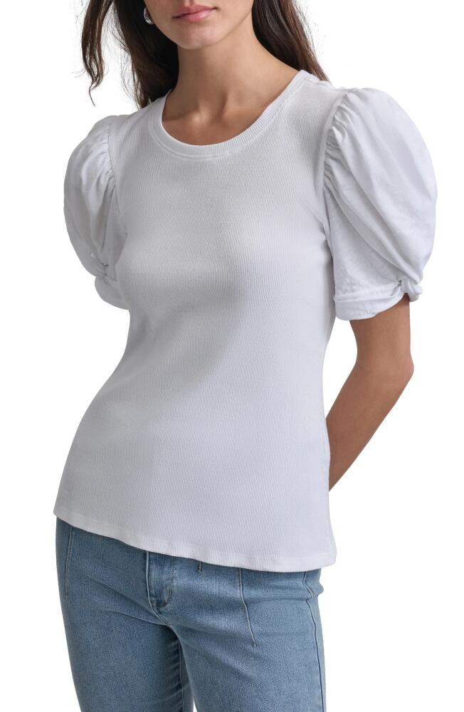 DKNY Twist Sleeve Rib Top in White Cover